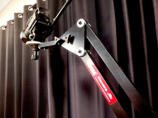 A photo of a close up of a camera jib to show the level of equipment in the studio