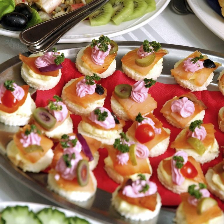 A photo of a tray of canapes